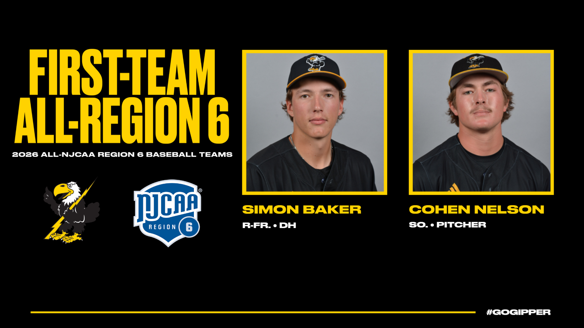 NJCAA All-Region 6 Baseball - Simon Baker and Cohen Nelson
