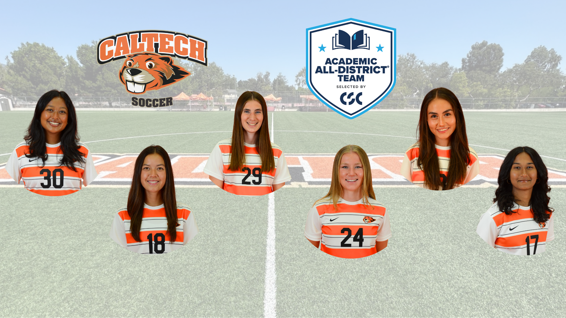 Collage of Caltech women's soccer Academic All-District honorees
