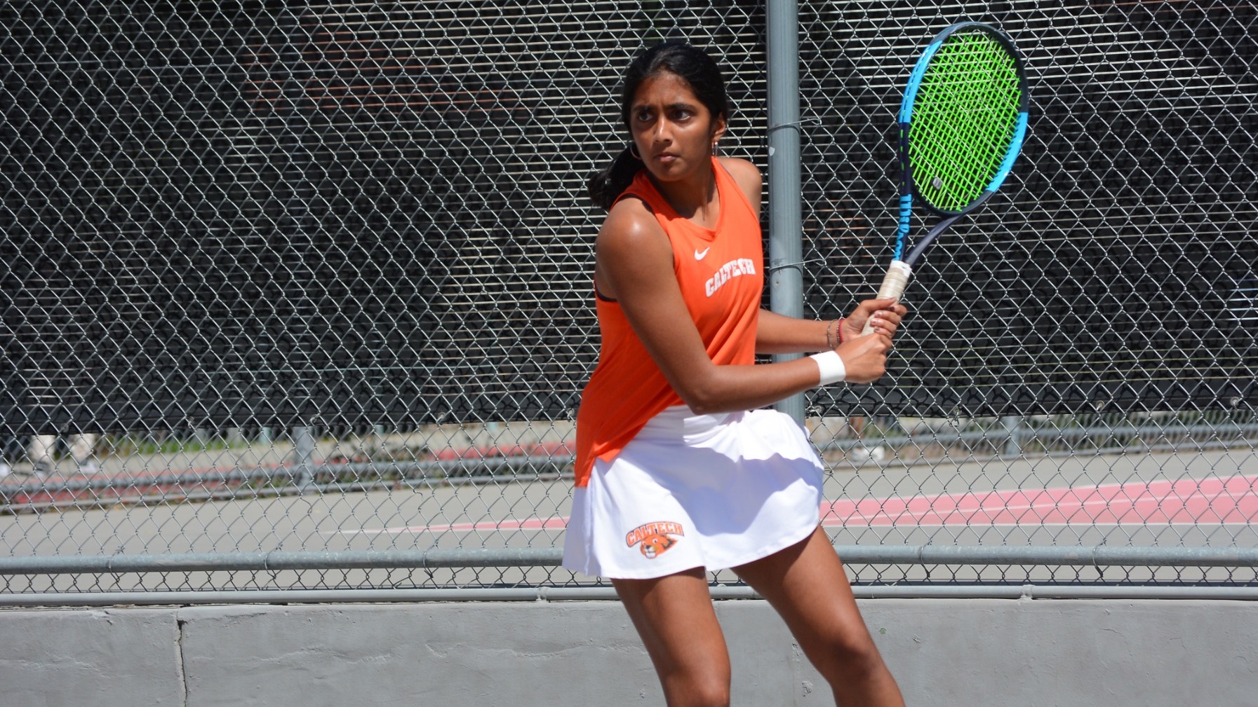 Payal Patel receiving a serve vs. Cal Lutheran