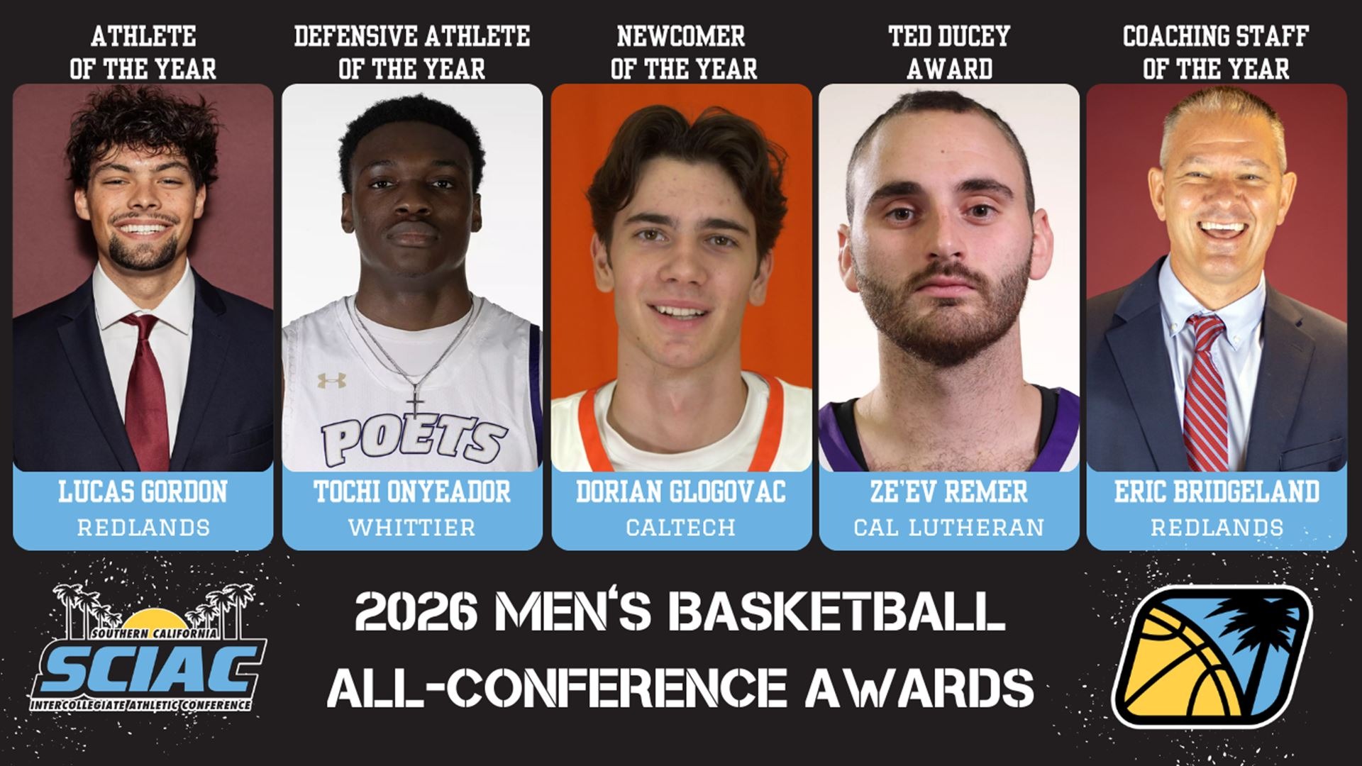 SCIAC Men's Basketball 2025-26 All-Conference winners