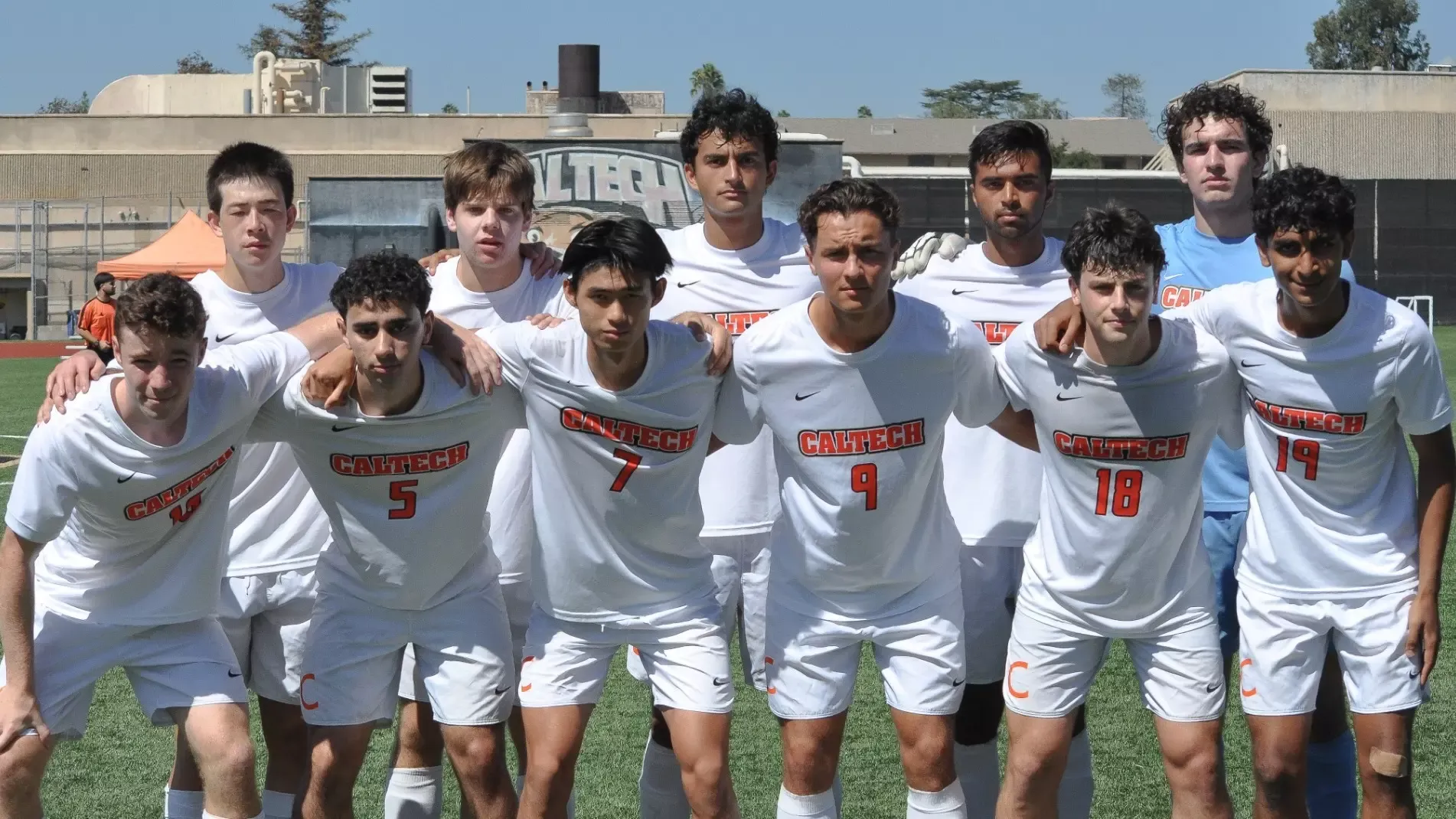 Caltech Men's Soccer's starting lineup before the Bethesda match