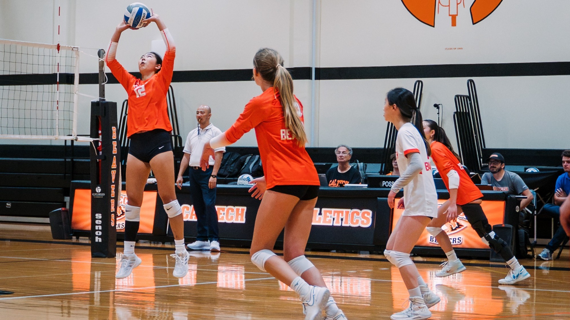 Ailsa Shen Sets the ball against Cal Lutheran 