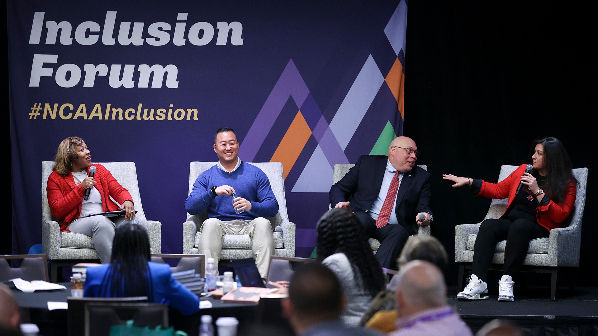 A panel discussion takes place at the 2023 NCAA Inclusion Forum.