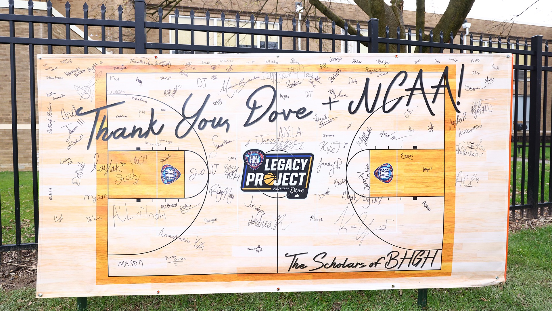 2024 Woman's Final Four Legacy Project  with Dove Sign at Boys Hope Girls Hope in Cleveland