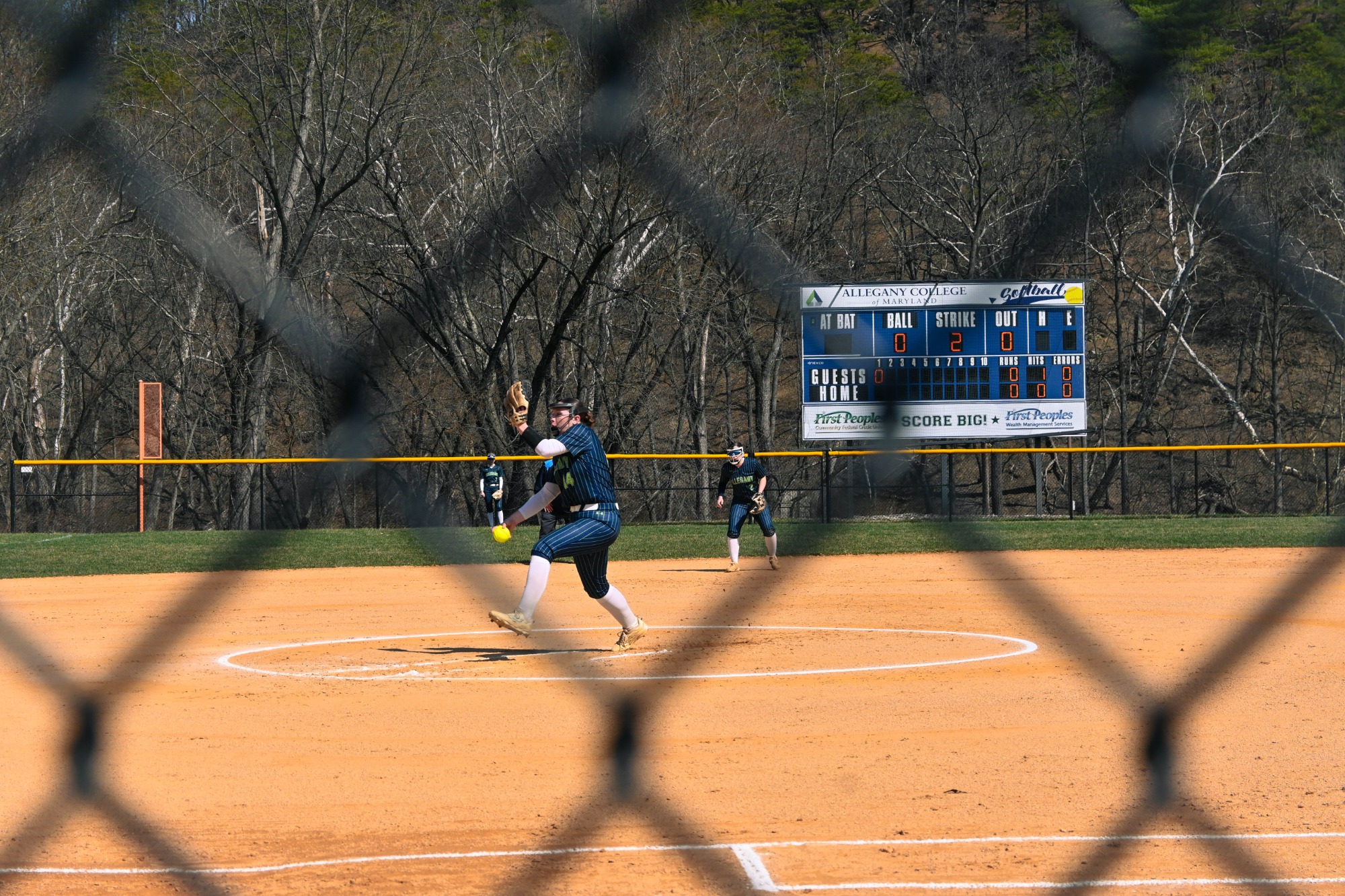 ACM SB pitcher releases a rise ball toward the plate on 3.15.26.
