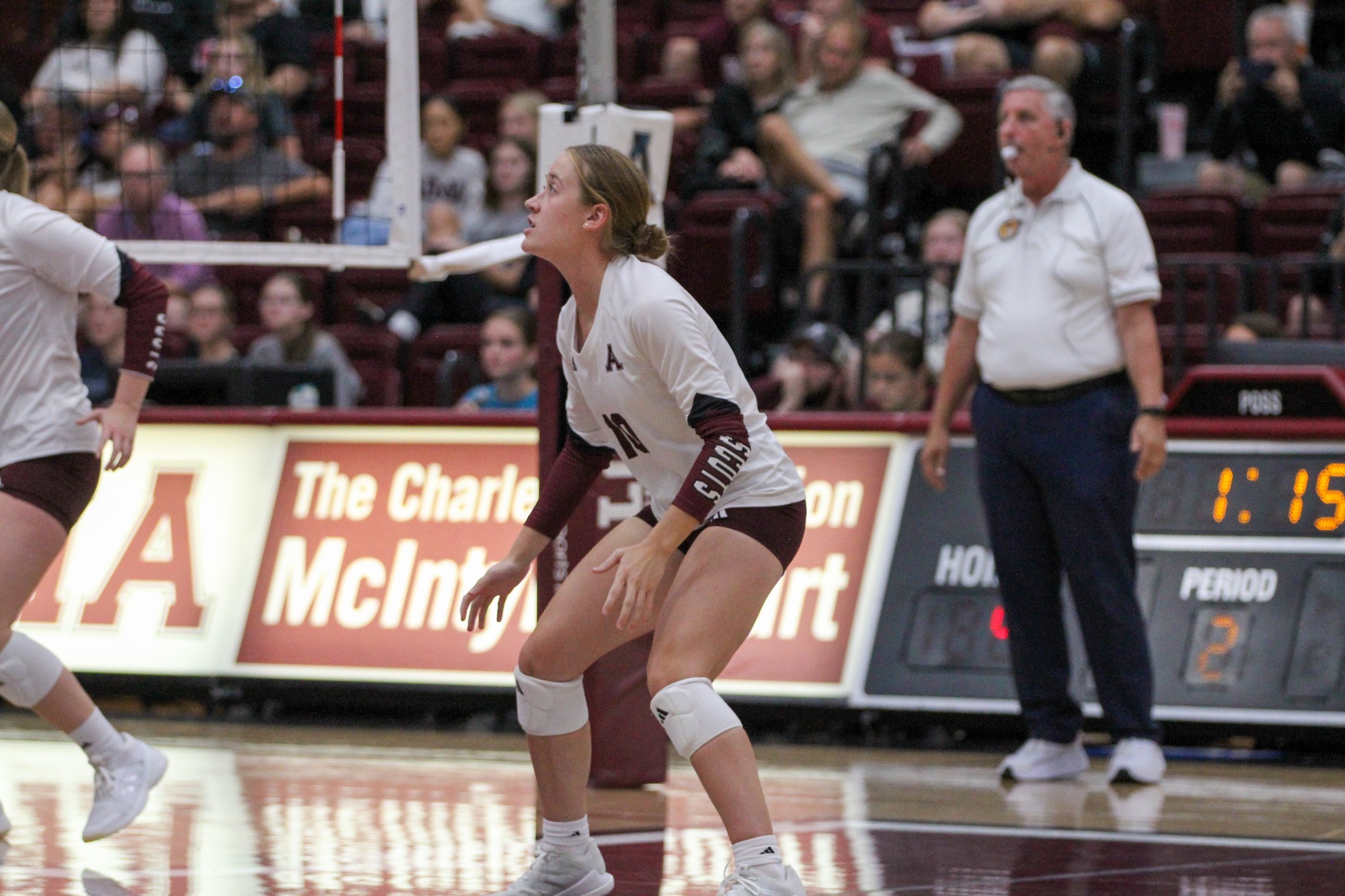 R Maynard prepares to defend an attack