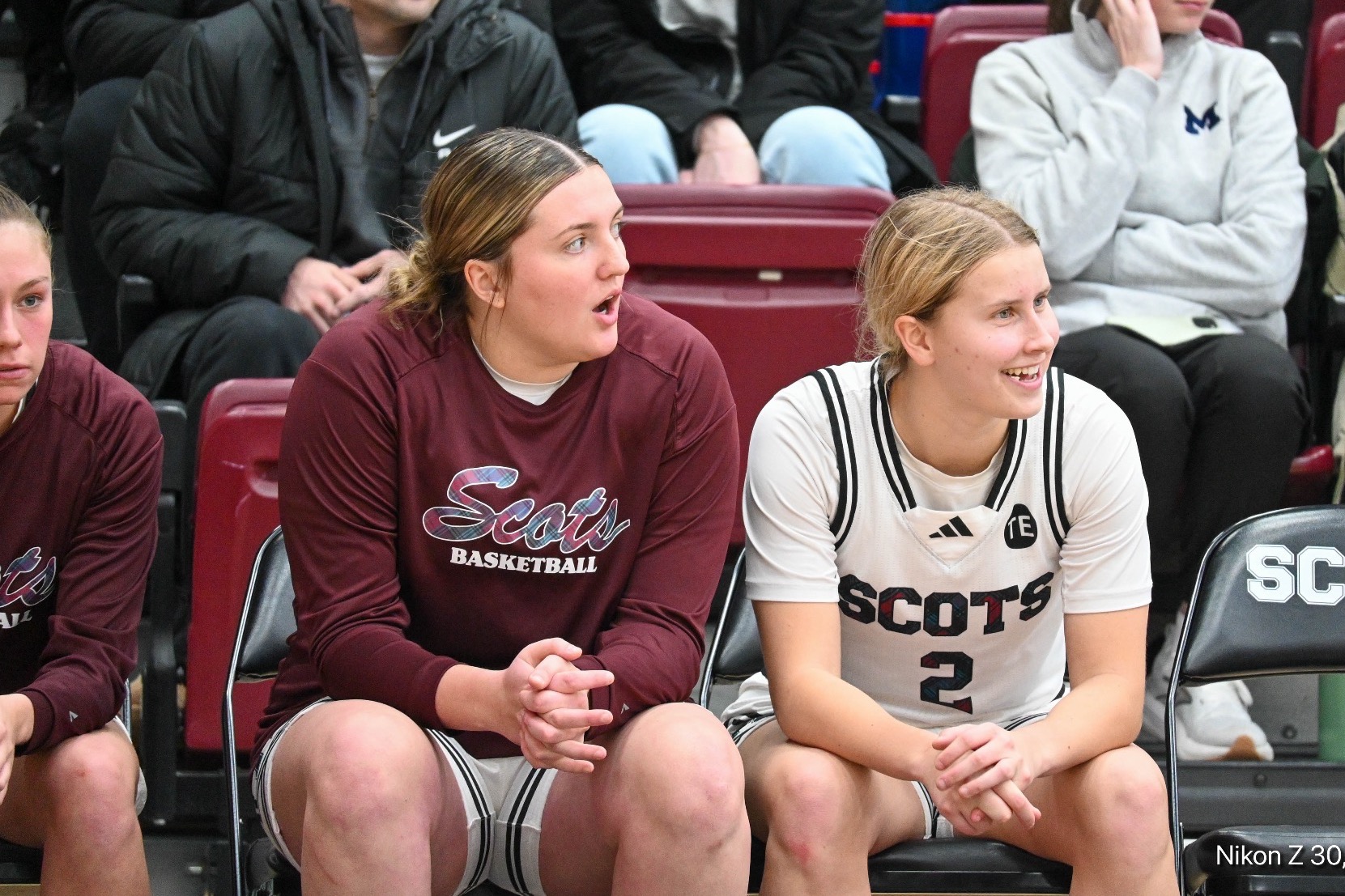 Mady Weber and Reese Wisniewski on the bench