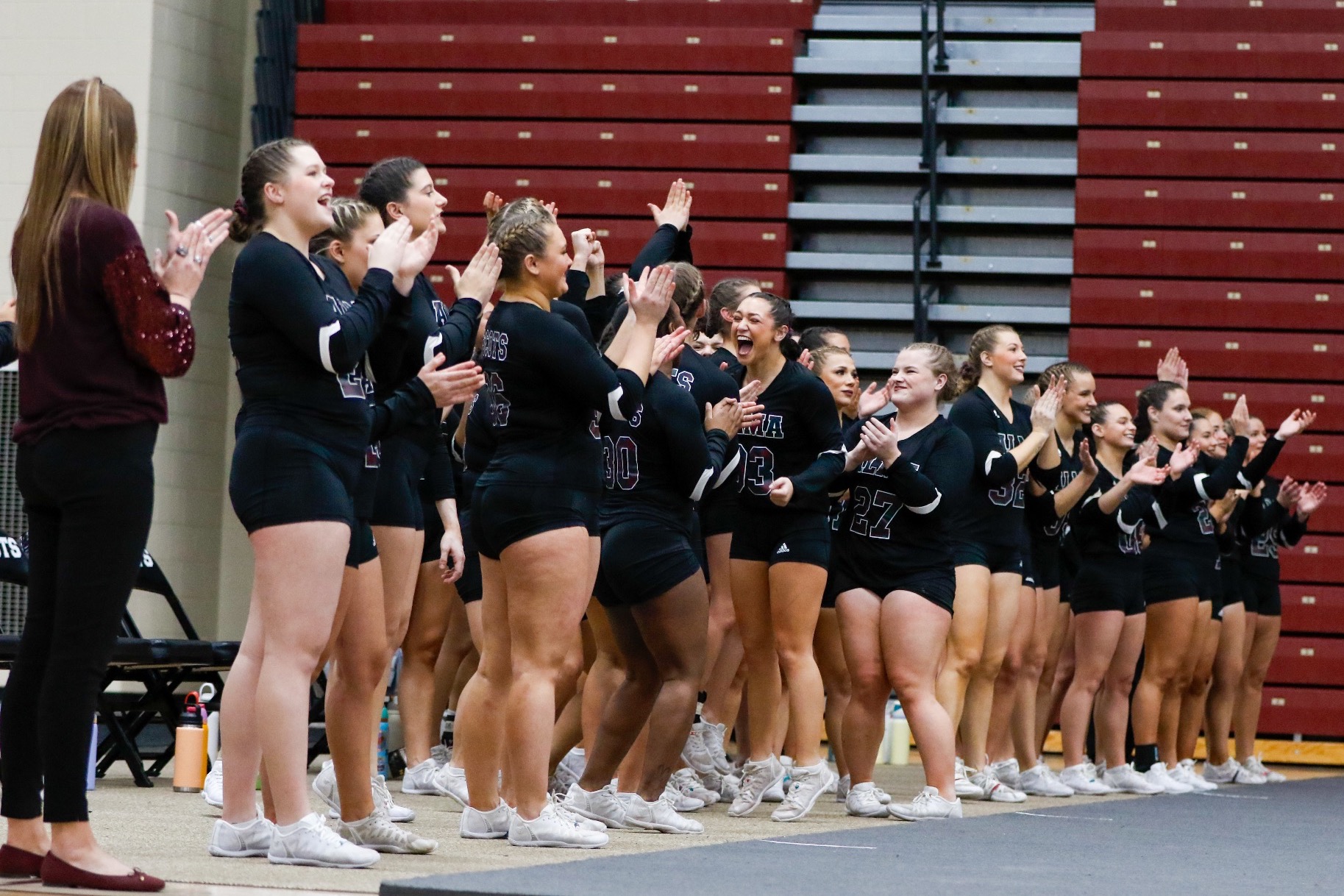 STUNT celebrates hitting on a routine