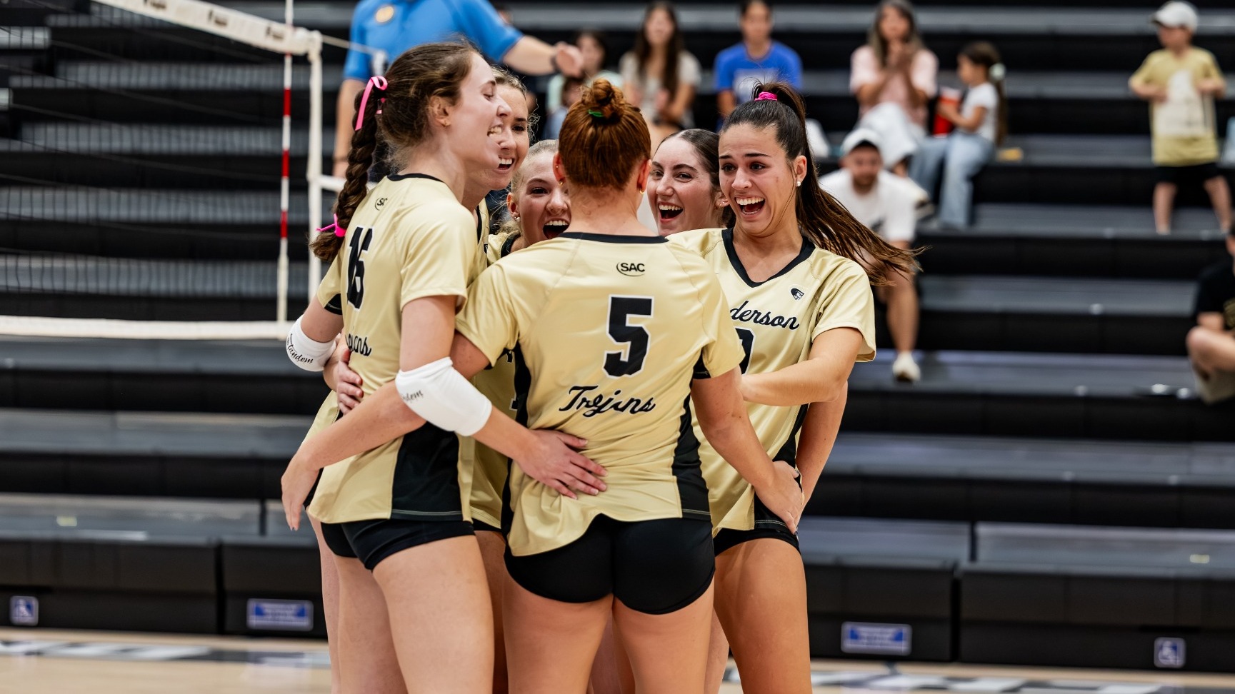 The team celebrates vs Coker 