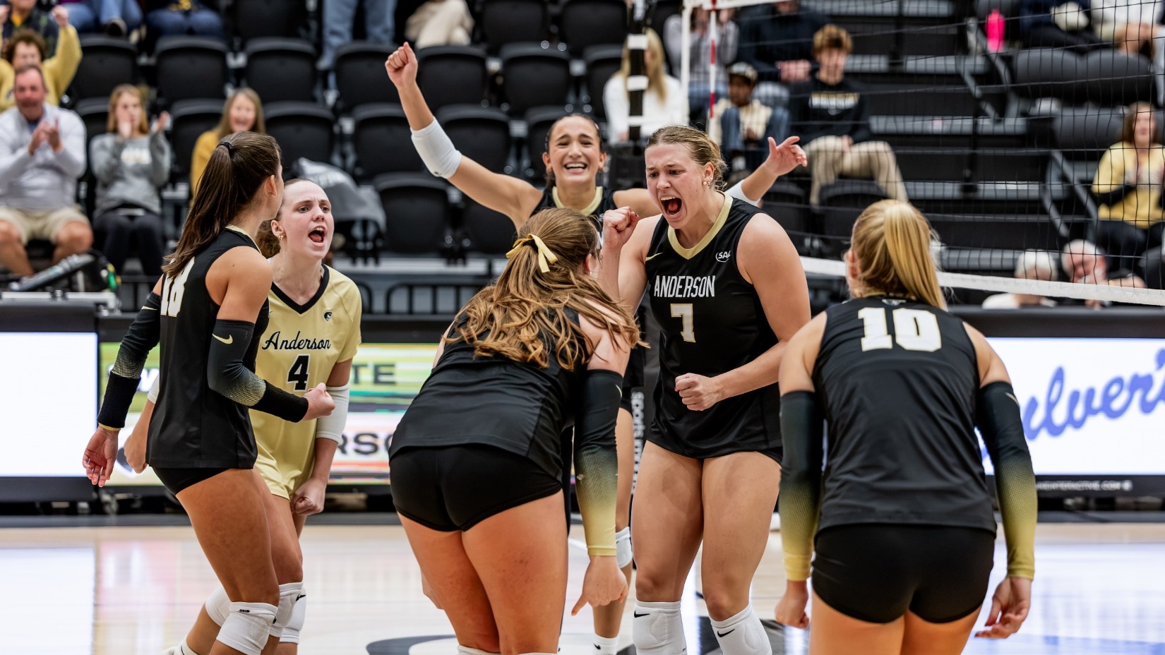 The team celebrates versus Wingate 