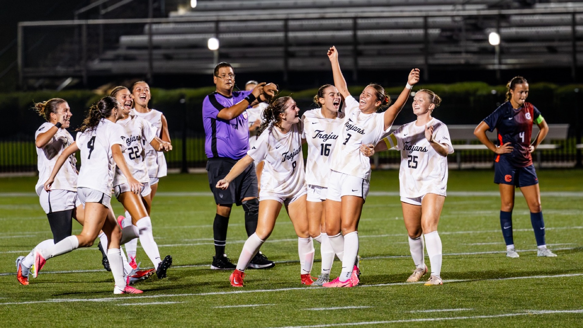 Goal celebration after Jazel DeOliveira scored the game-winning goal in 2-0 shutout