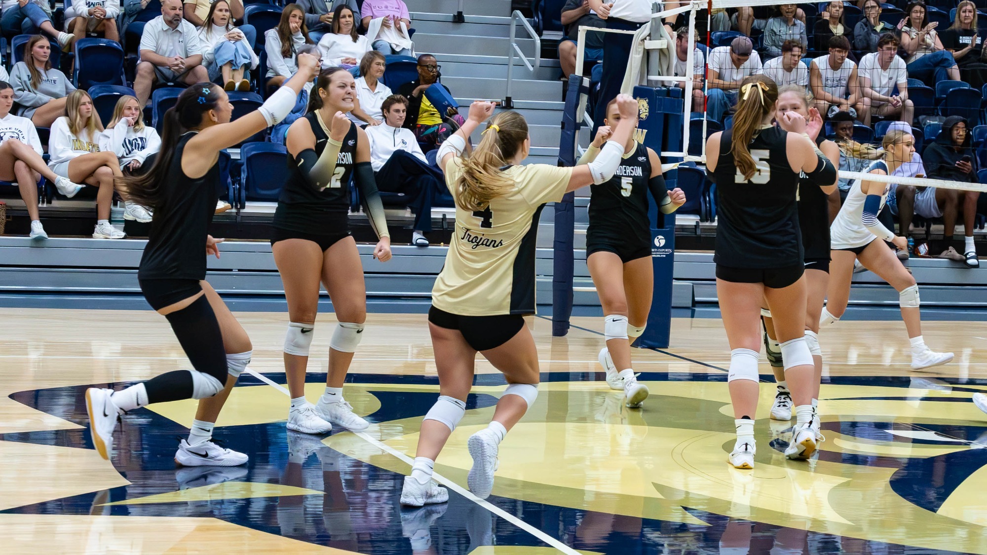 Volleyball celebrates after a point 