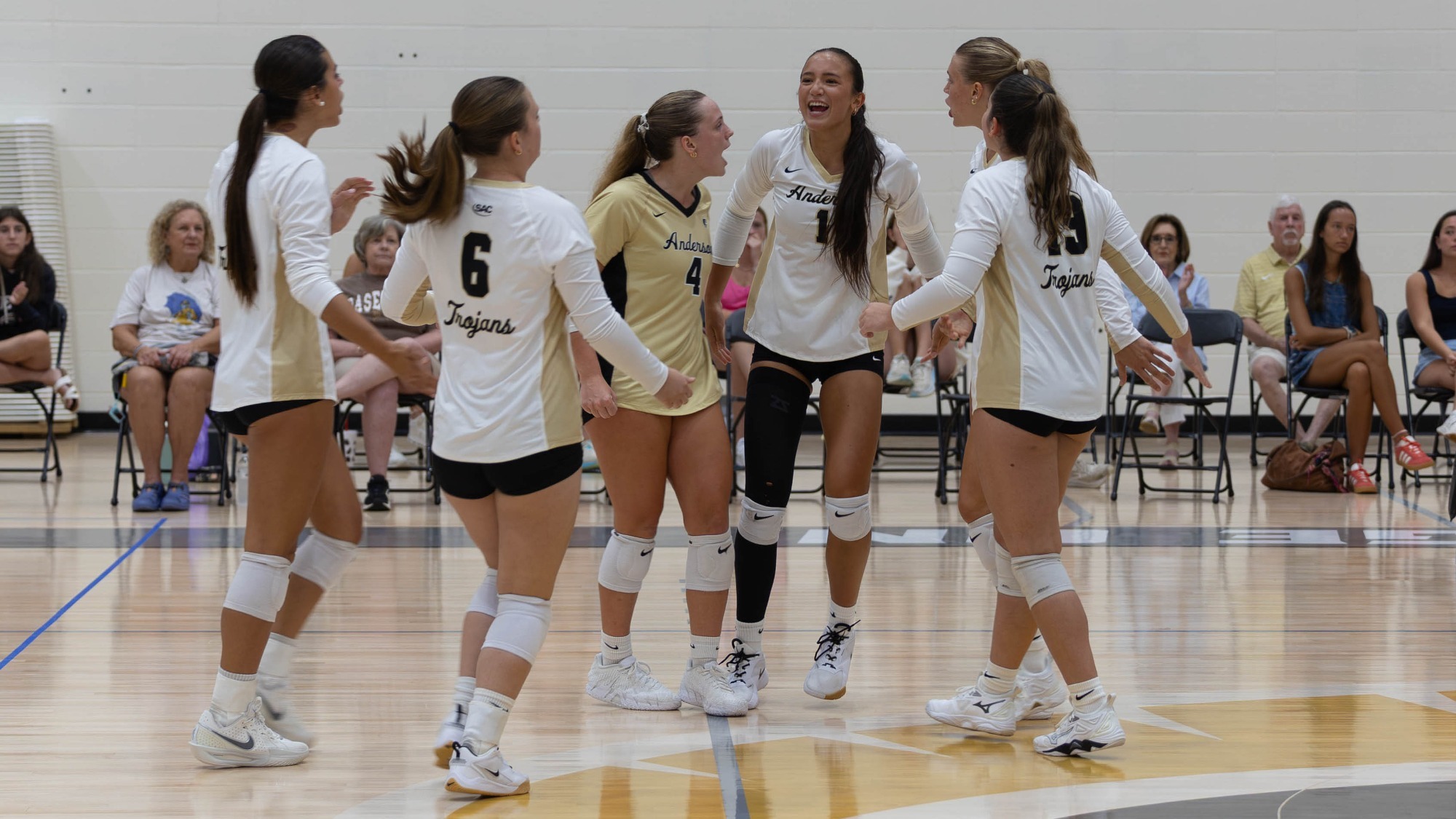 Volleyball team celebrating 