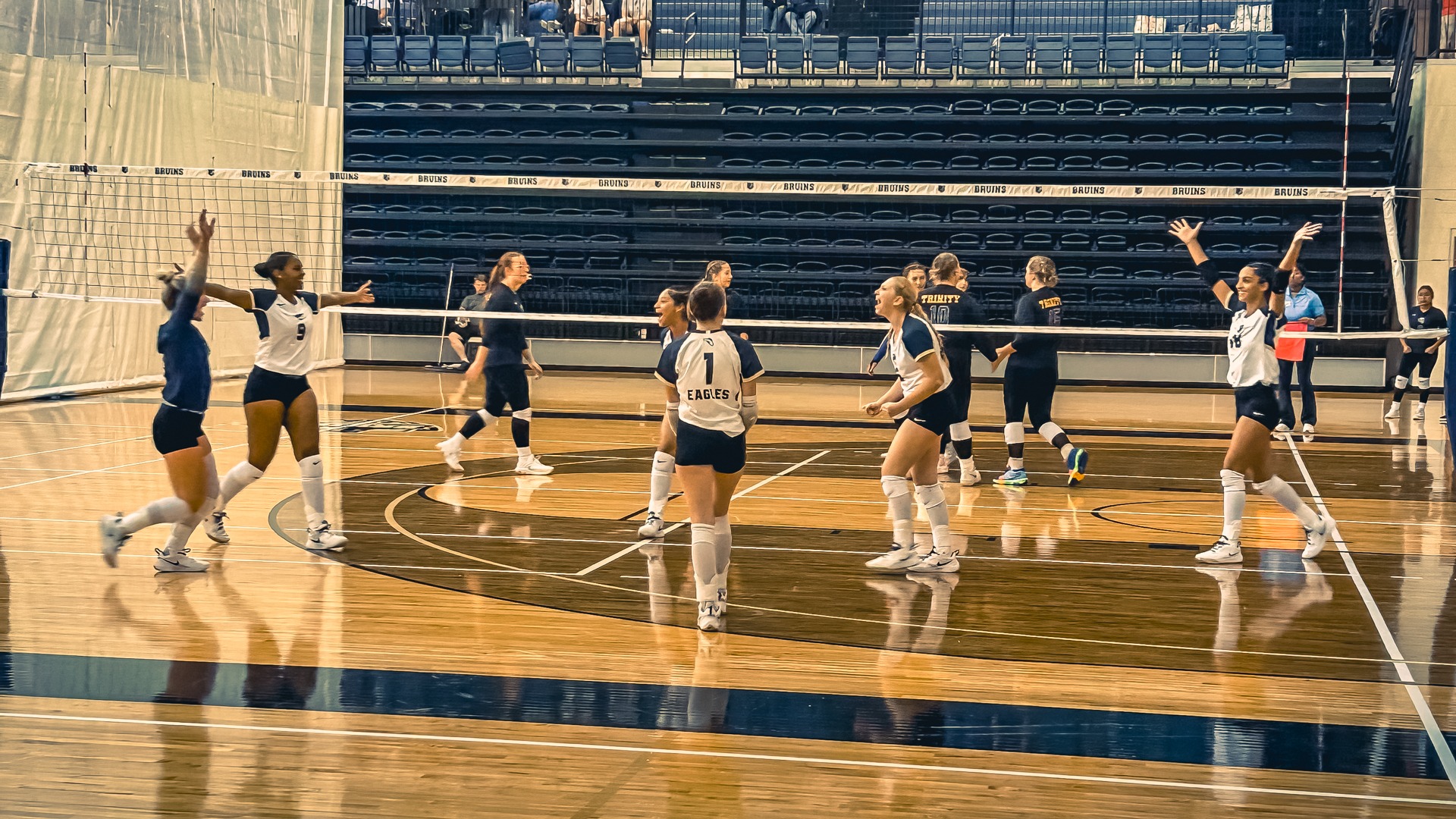 BUF Volleyball team celebrates victory over Trinity College of Jacksonville