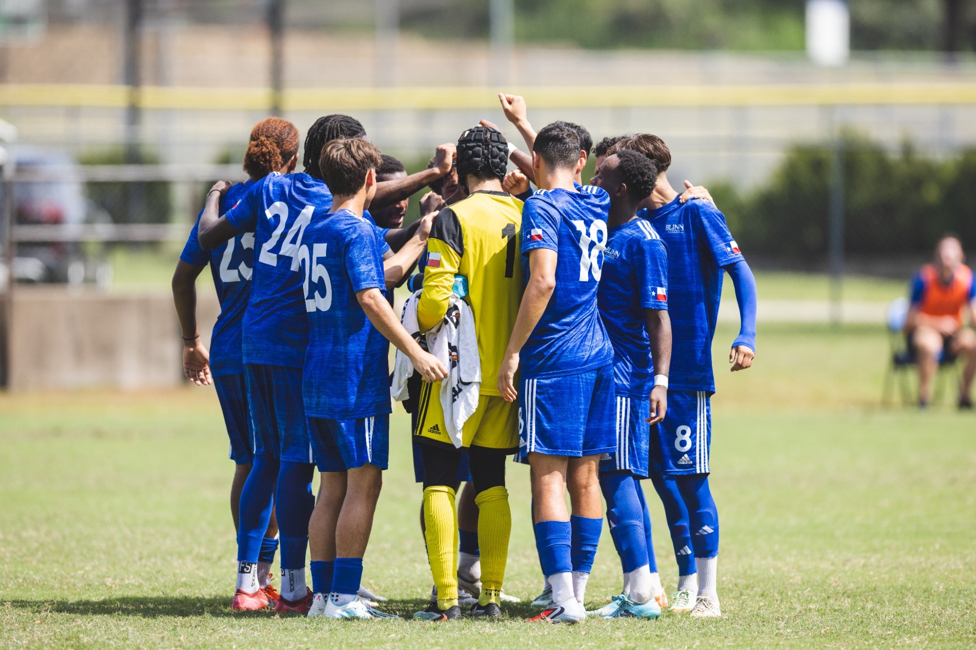 Blinn Men's Soccer Team Huddle 2025
