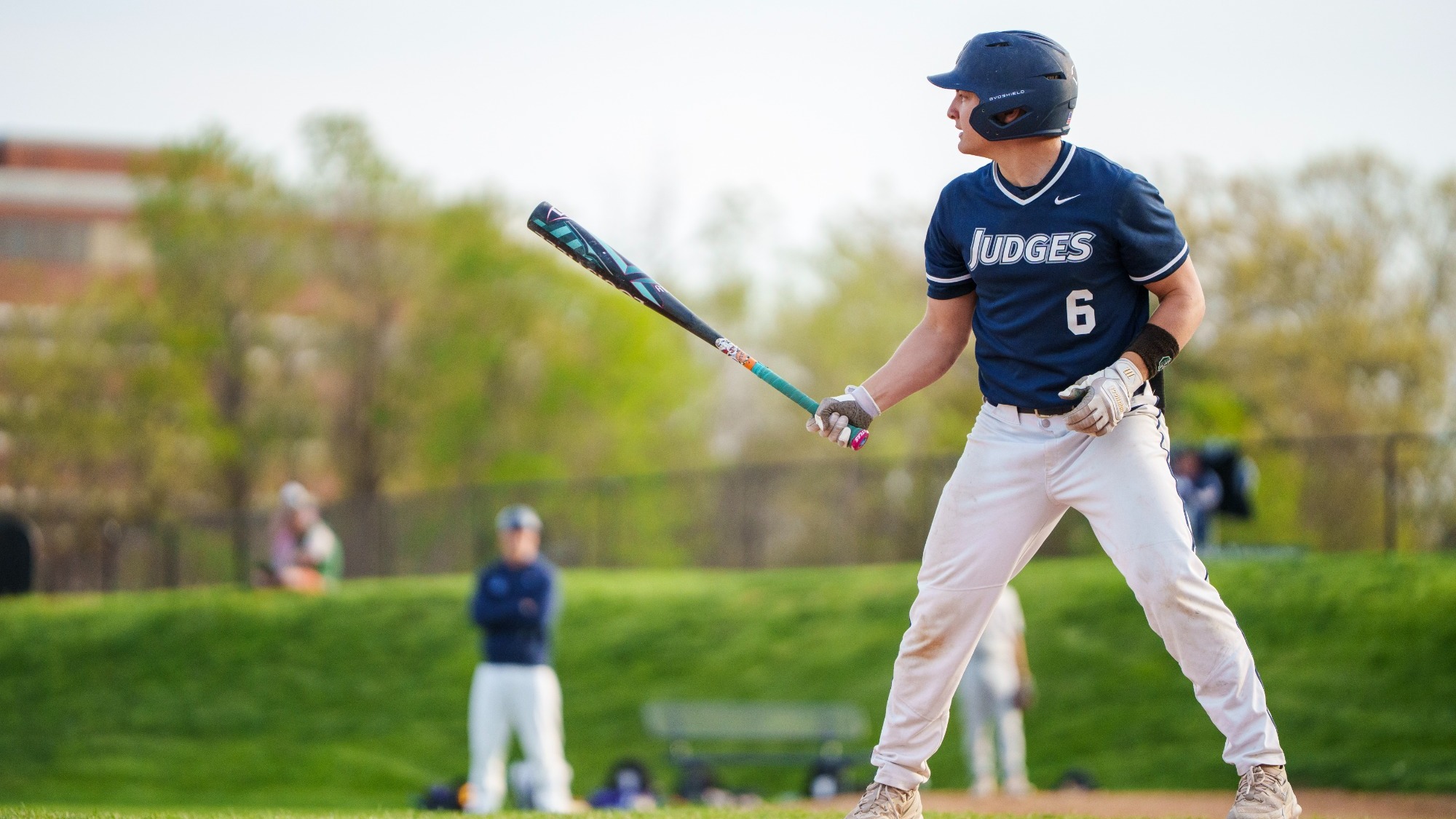 Ben Kuja in the batters box during a baseball game, awaiting a pitch