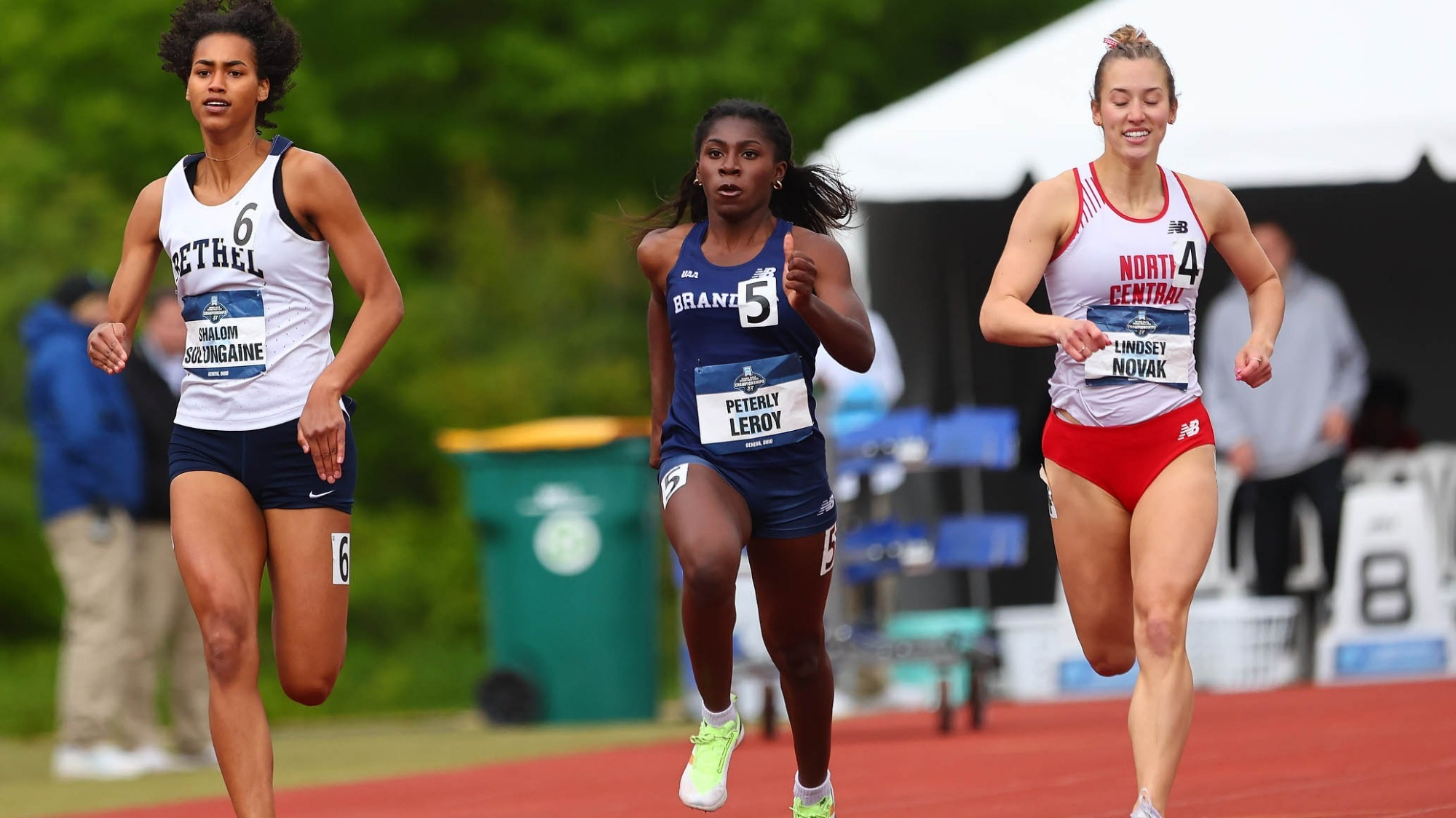 Peterly Leroy competes in the 400-meter dash at the NCAA Division III Outdoor Track and Field Championships