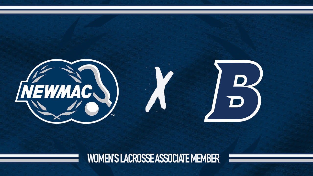 IMAGES: NEWMAC Logo and Brandeis B Logo; TEXT: Women's Lacrosse Associate Member