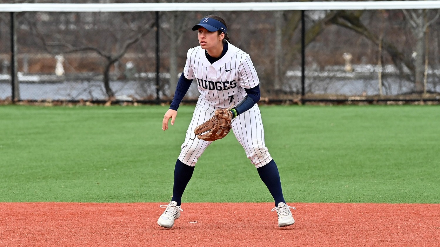 Katie Baydian mans the shortstop position during a softball game