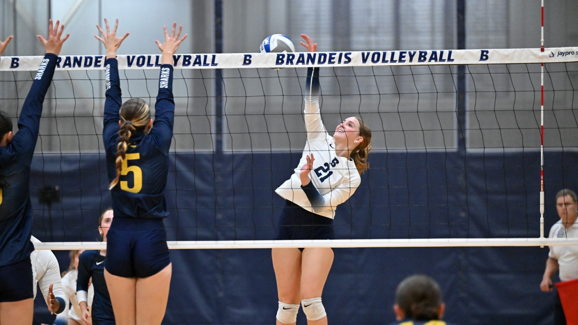 Emmory Casto attacks during a volleyball match