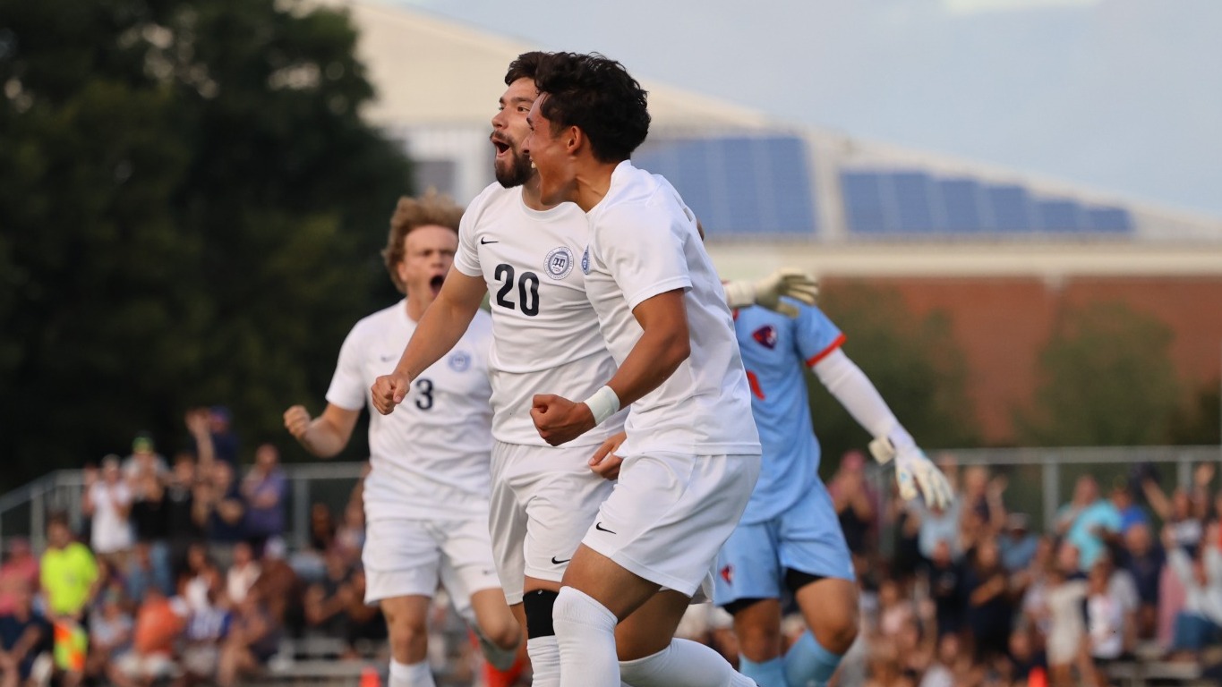 Joaquin Sanchez and Ronen Heimlich celebrate the Judges' first goal against Hobart