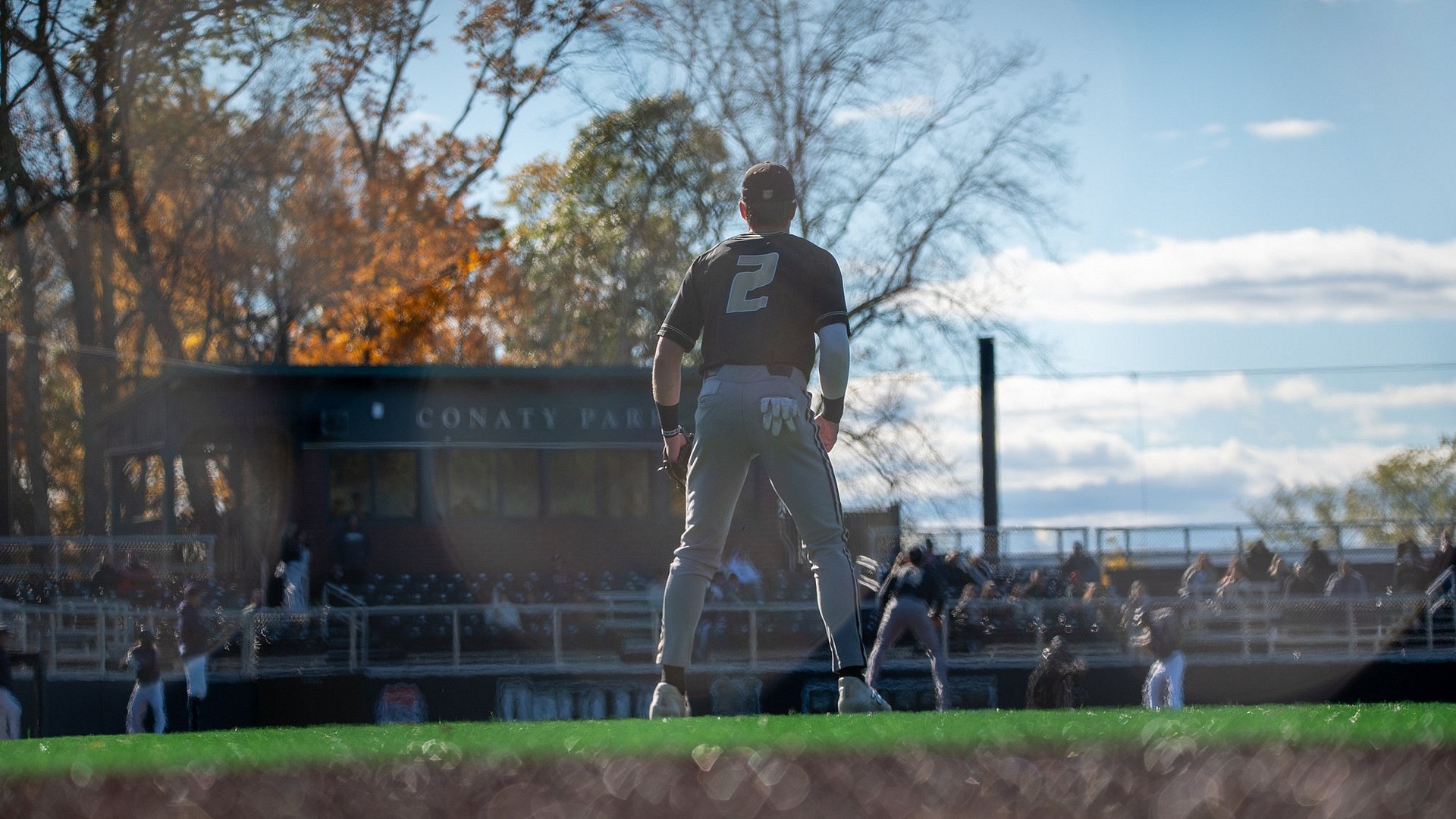 Hunter Kingsbury readies for a play in the outfield