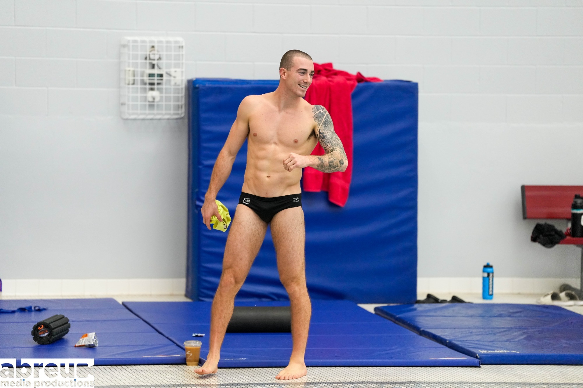 Chris Buonocore smiles and looks back as he awaits his next dive
