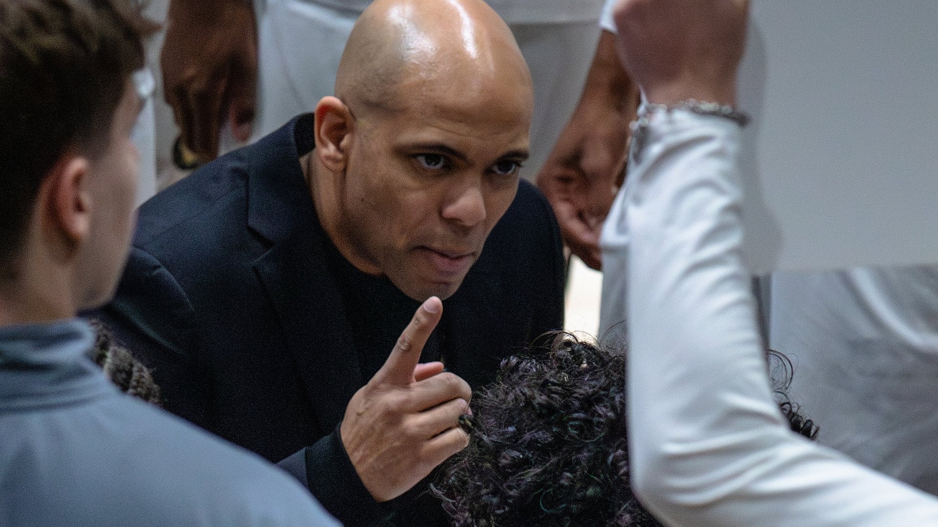 Jamion Christian Coaches his Players vs Worcester State