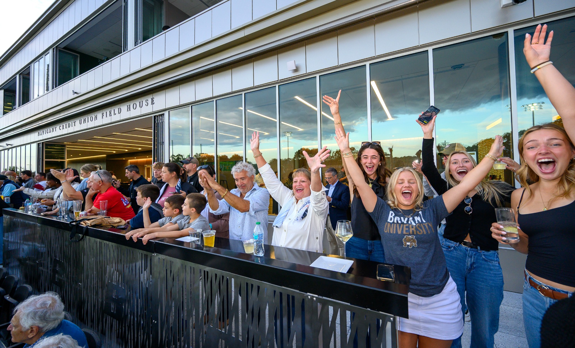 Bryant University defeated Bentley 42-6 in the home opener and the reveal of the Navigant Credit Union Field House on Saturday night at Beirne Stadium-Photo By: KEITH NORDSTROM