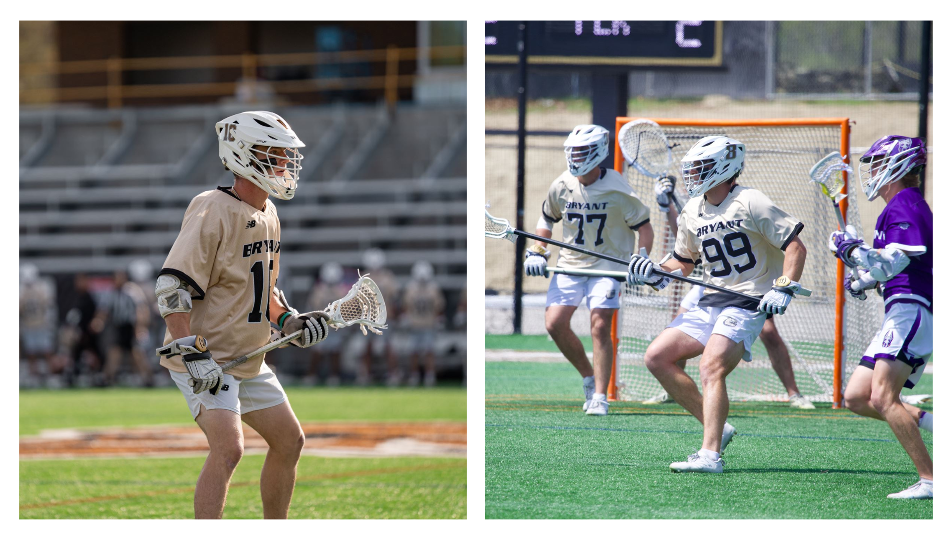 Dawson Rielly and Luke Mead playing lacrosse