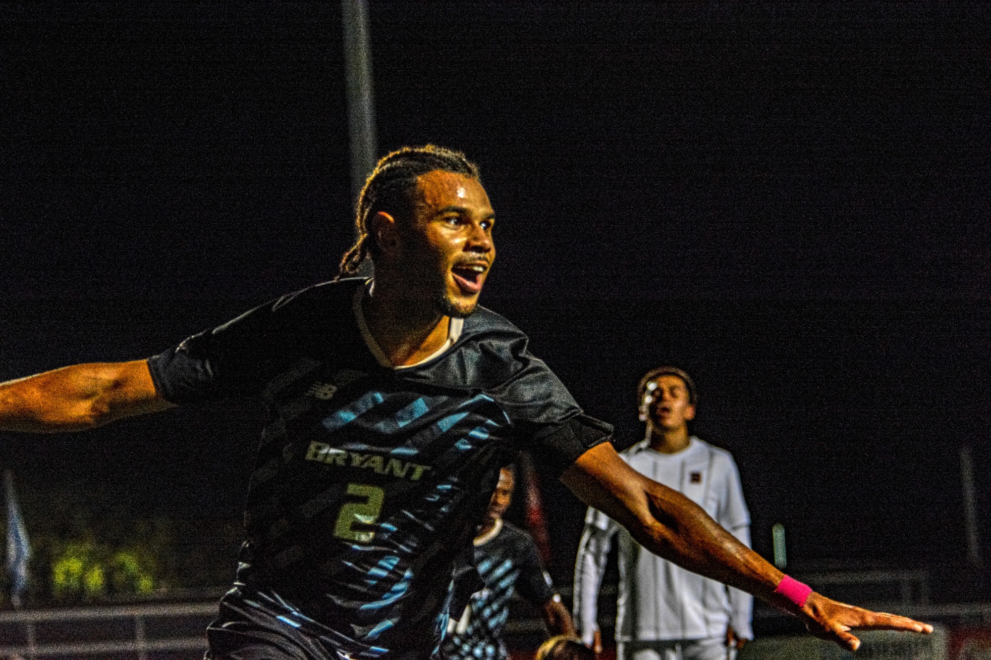 Abdel Talabi celebrates the set piece goal