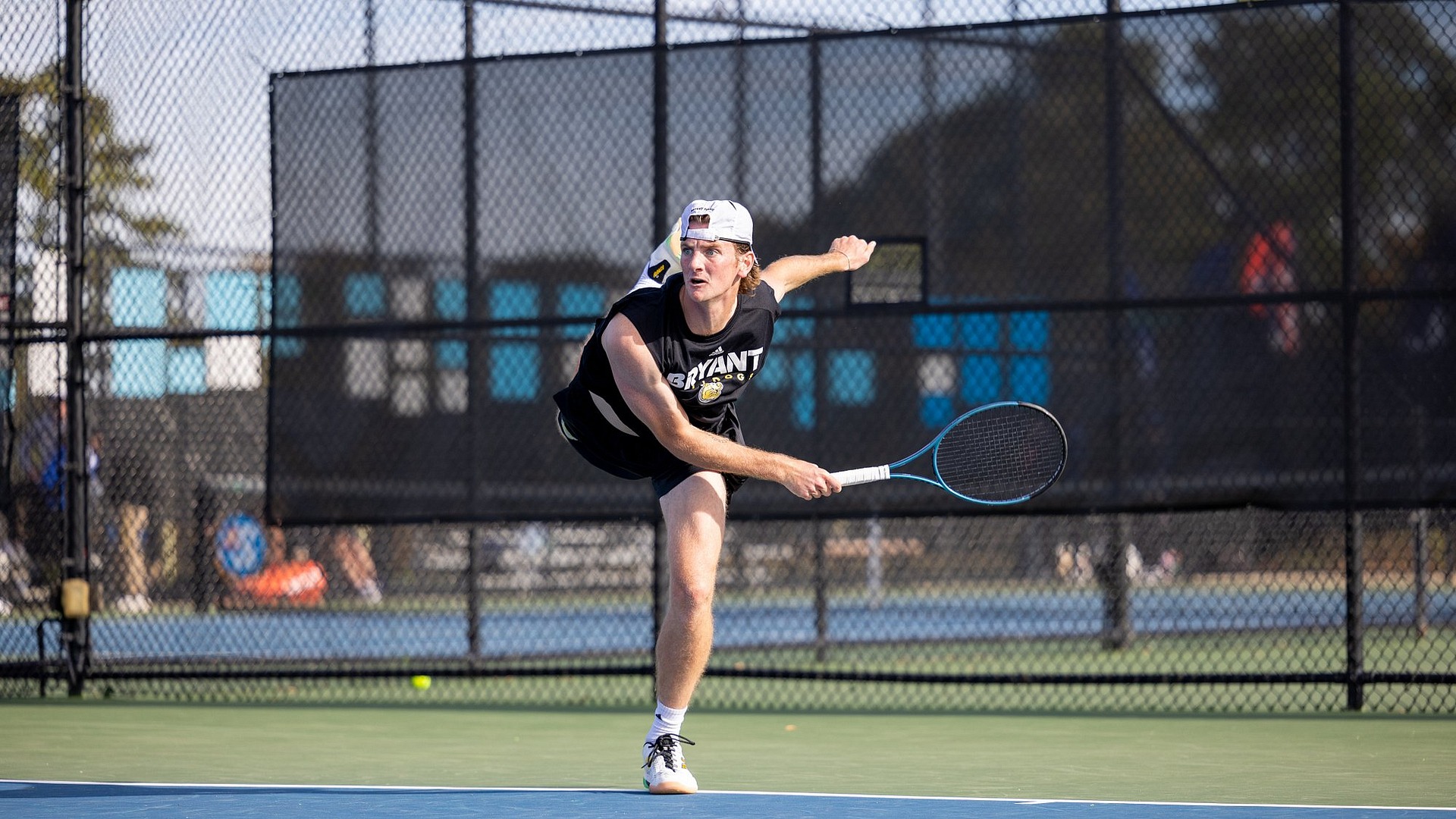 Will Pellegrini serving at Big South champ