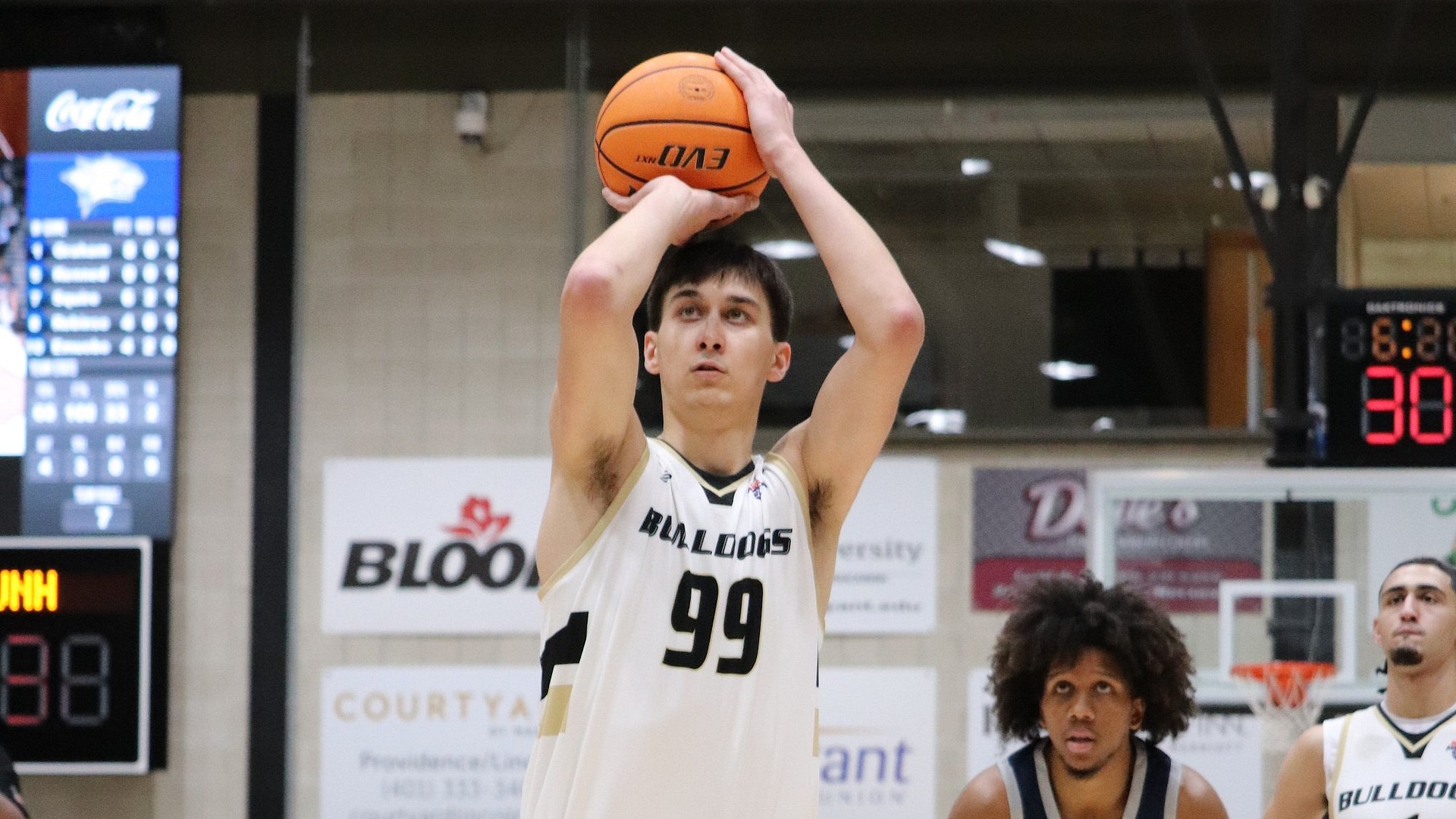Tim Rudovskii shooting a FT against UNH at home