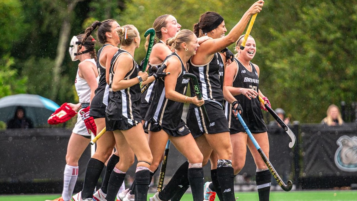 Team celebration vs SHU after a goal