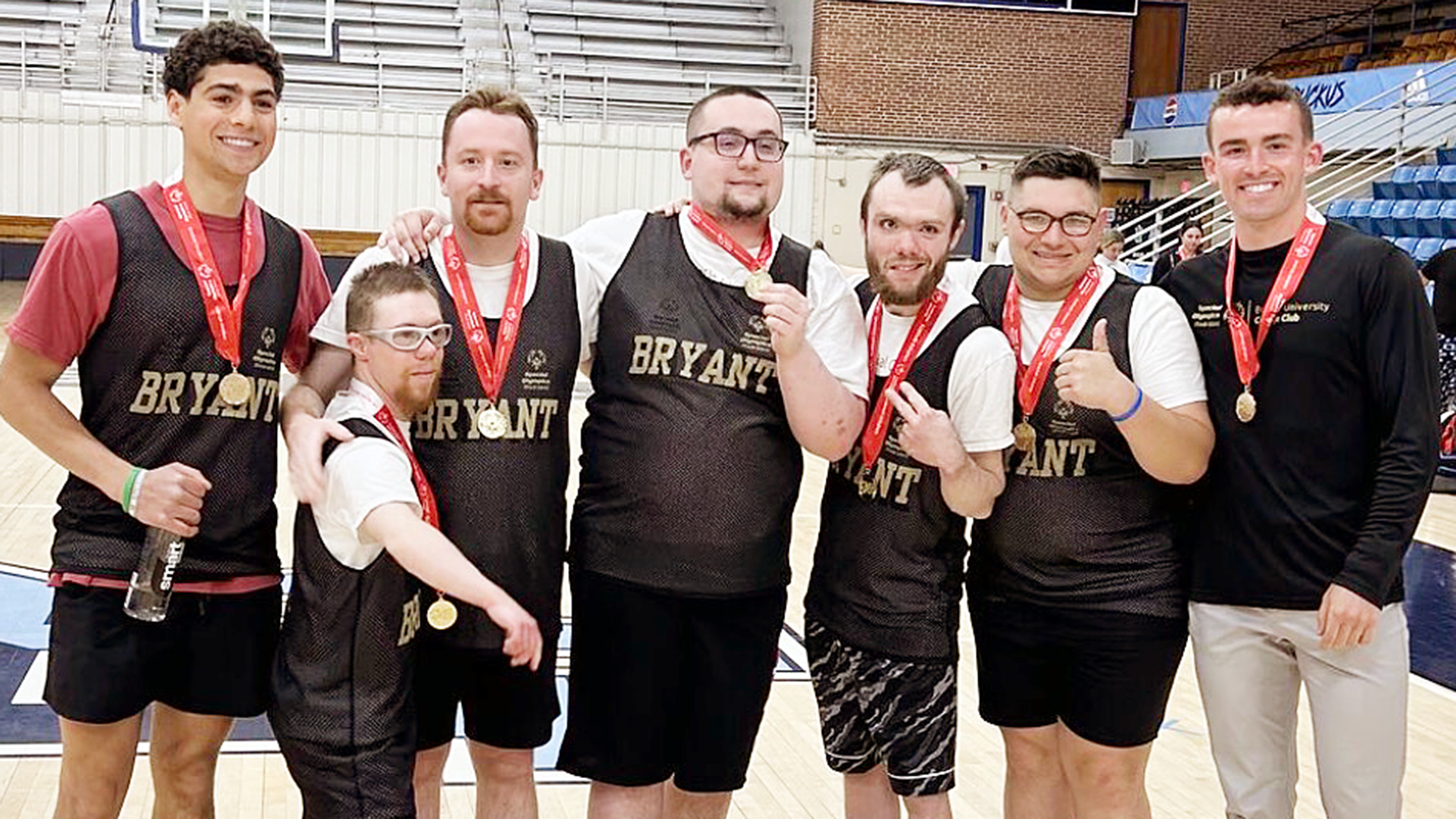 Special Olympics group poses for a photo