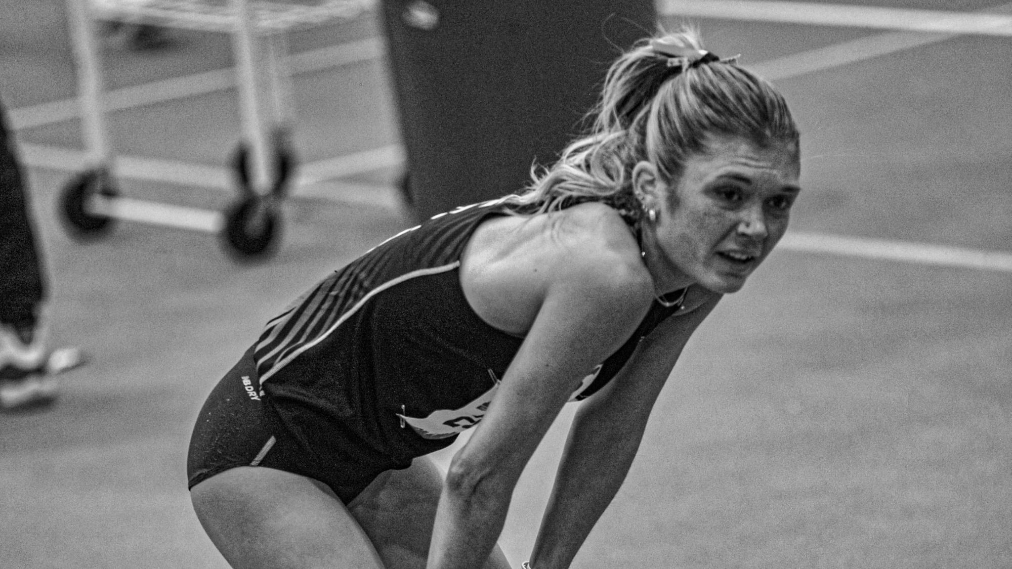 Chloe Whiting catches her breath after breaking a school record