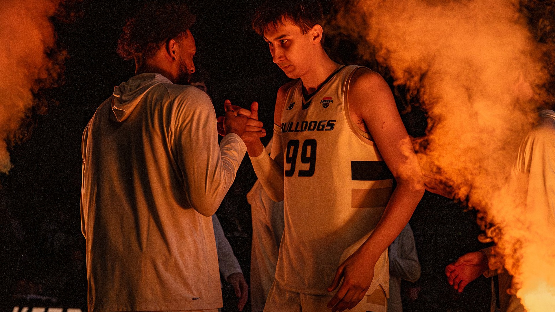 Tim Rudovskii Shakes Hands with Jakai Robinson during intros
