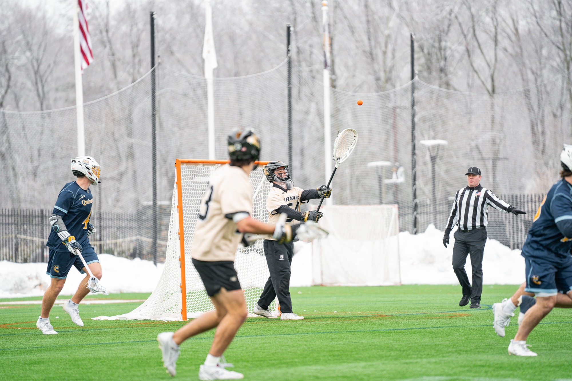 James Carr slings the ball back into the field of play