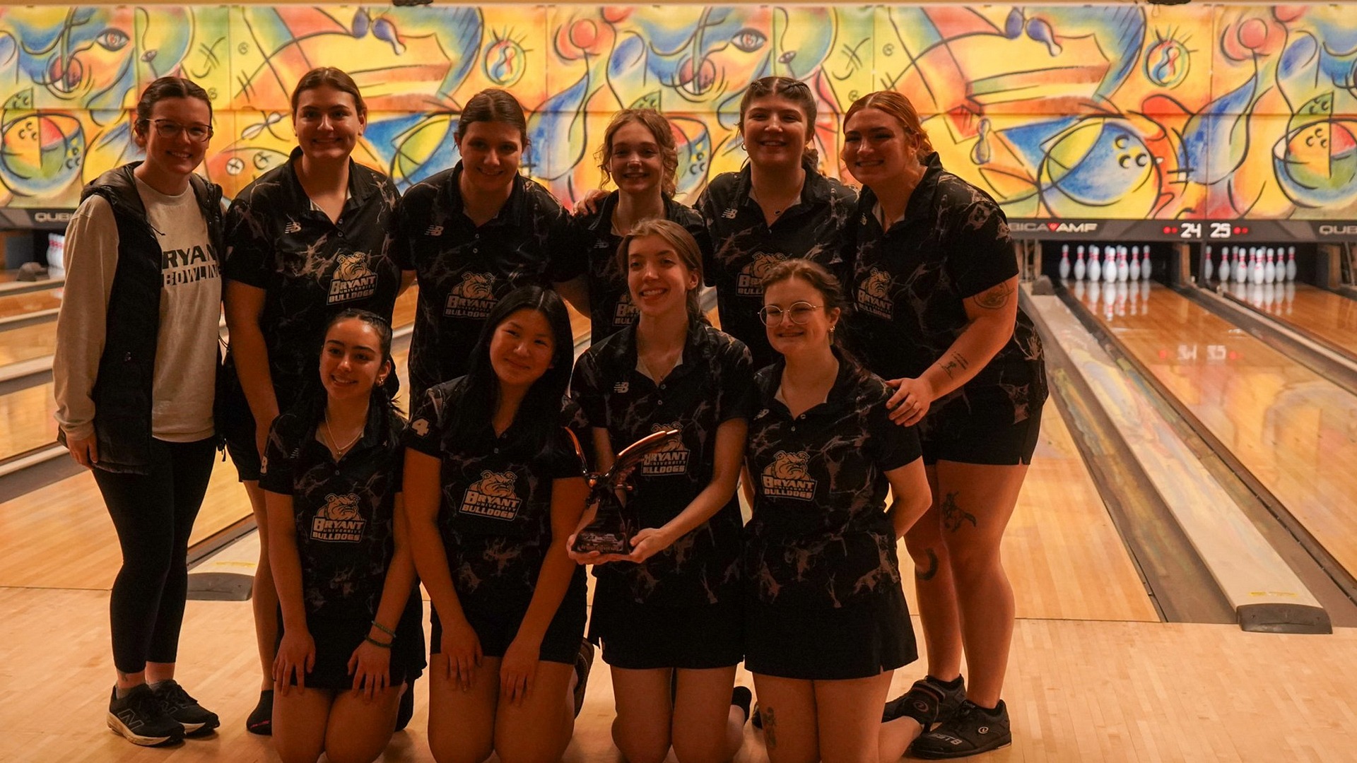Women's Bowling team photo after winning NU spring classic