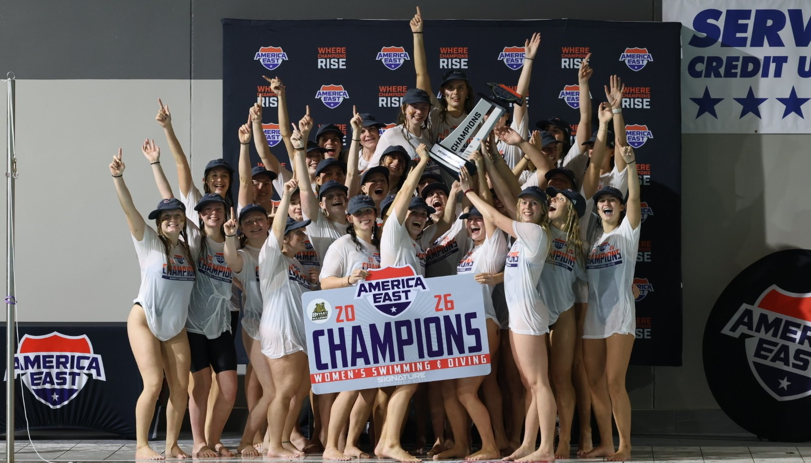Swim champs celebrate after winning