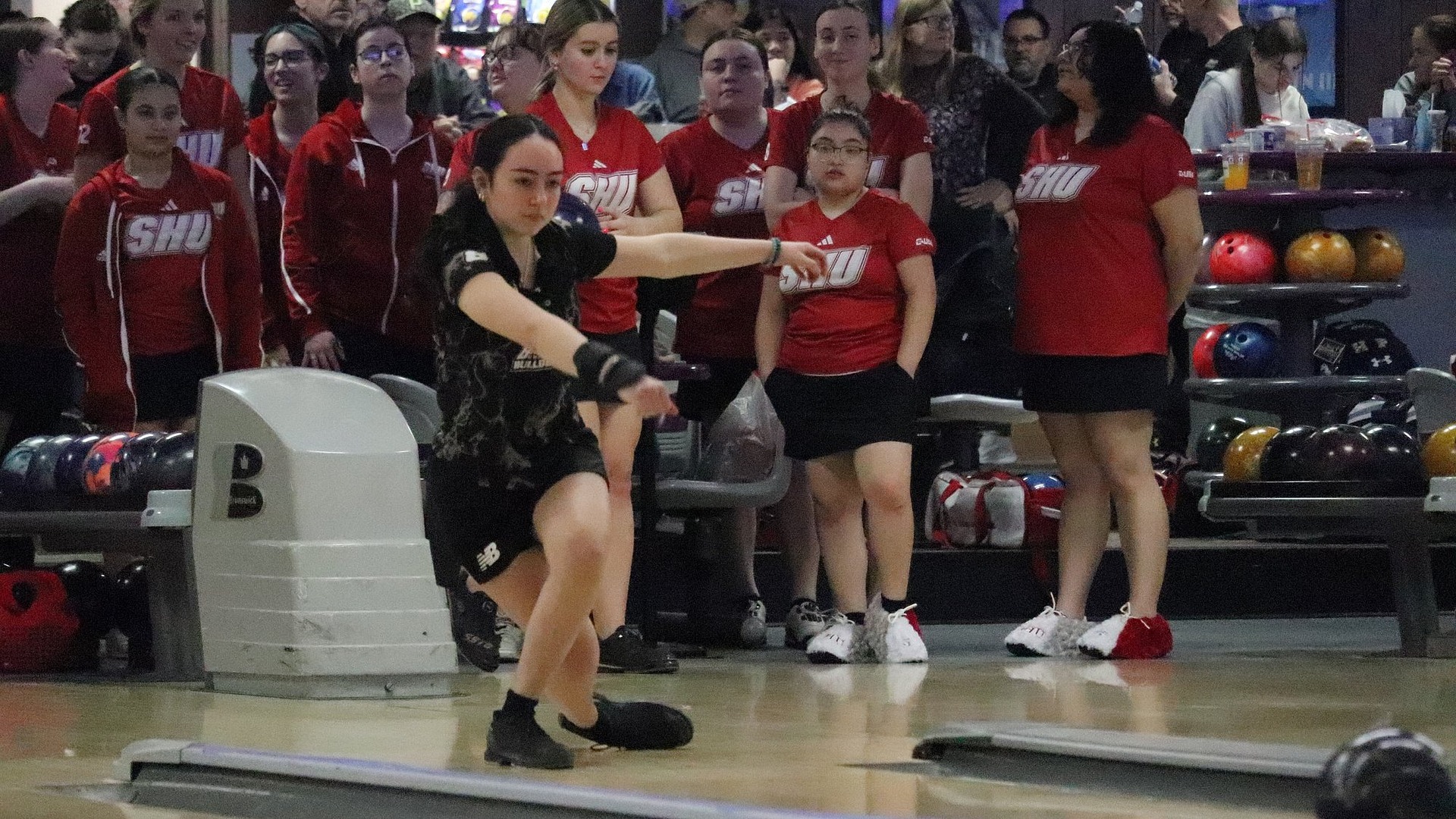 Madi Damer bowling in NE Cup 