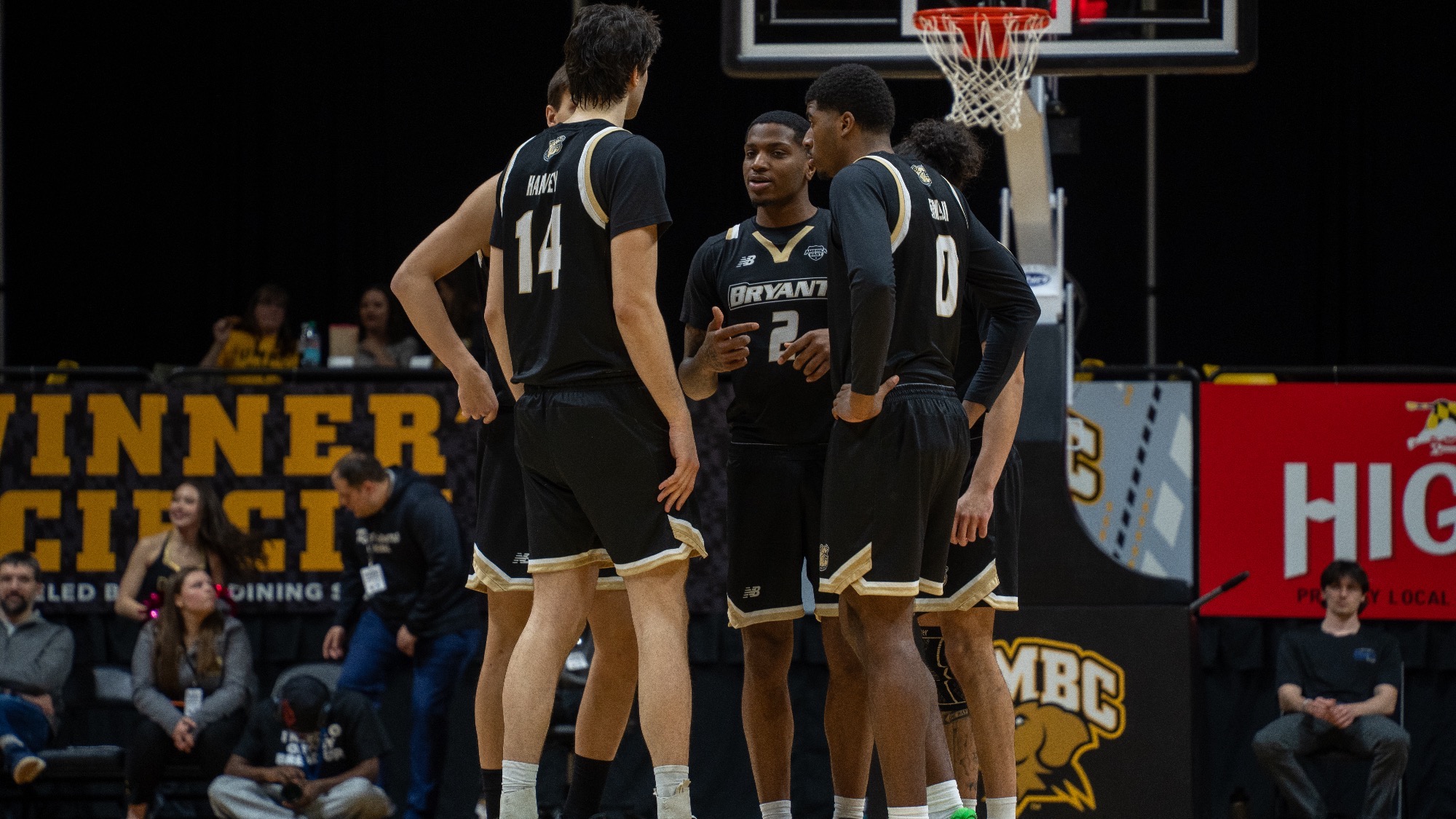 Team huddles at UMBC