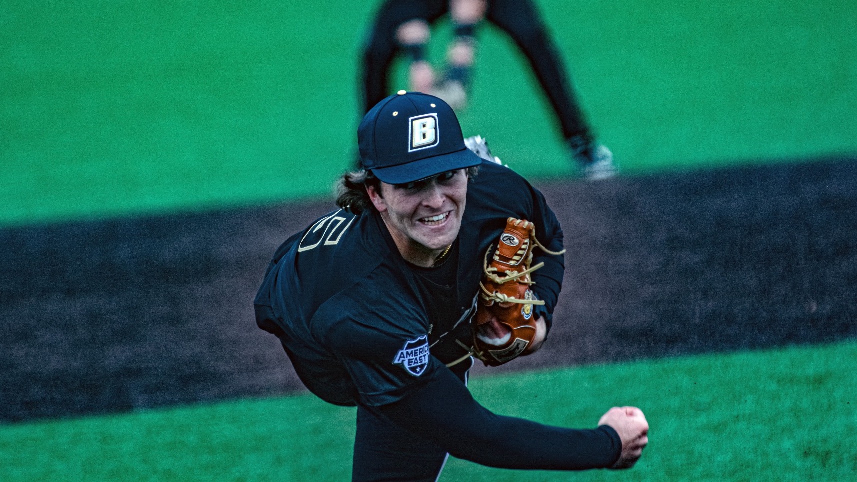 Sean Zaslaw Delivers a pitch vs Binghamton 