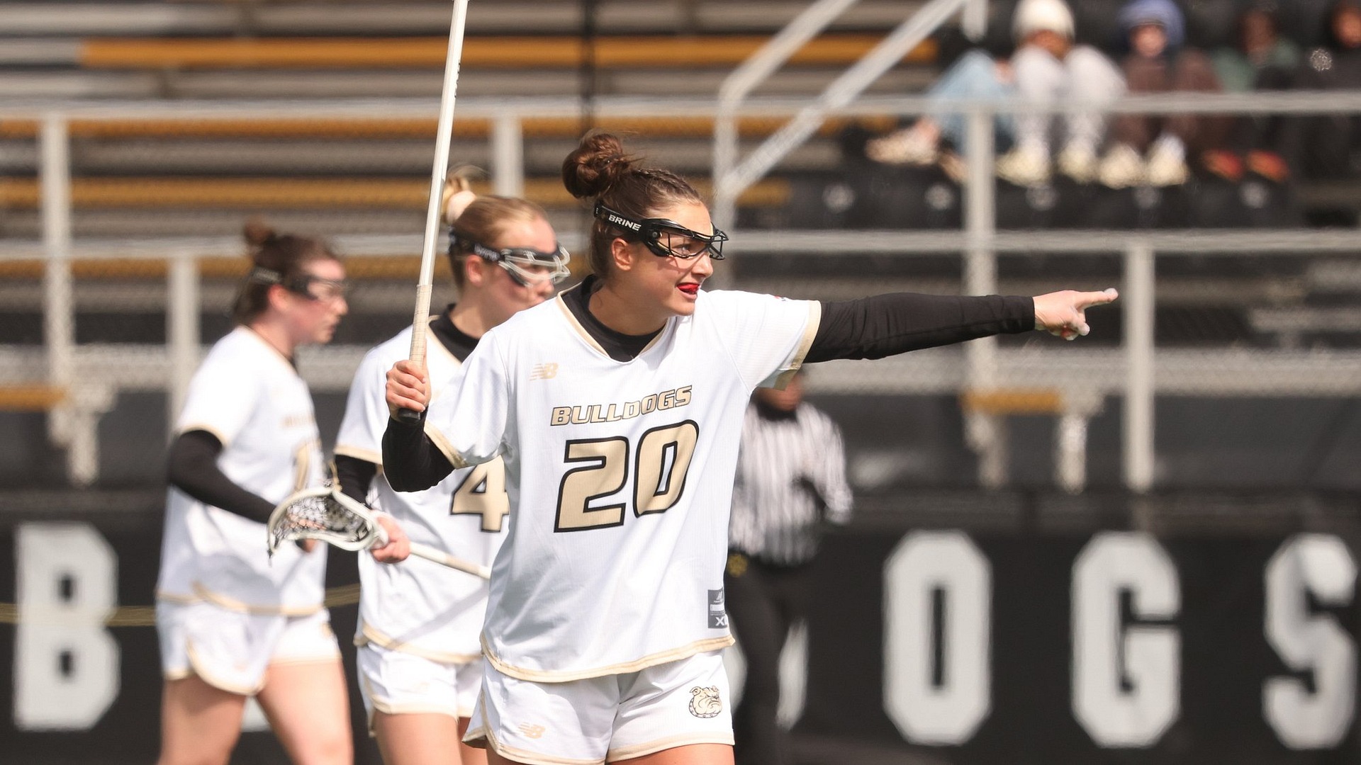 Emily DeGeorge pointing on in home opener win over UVM