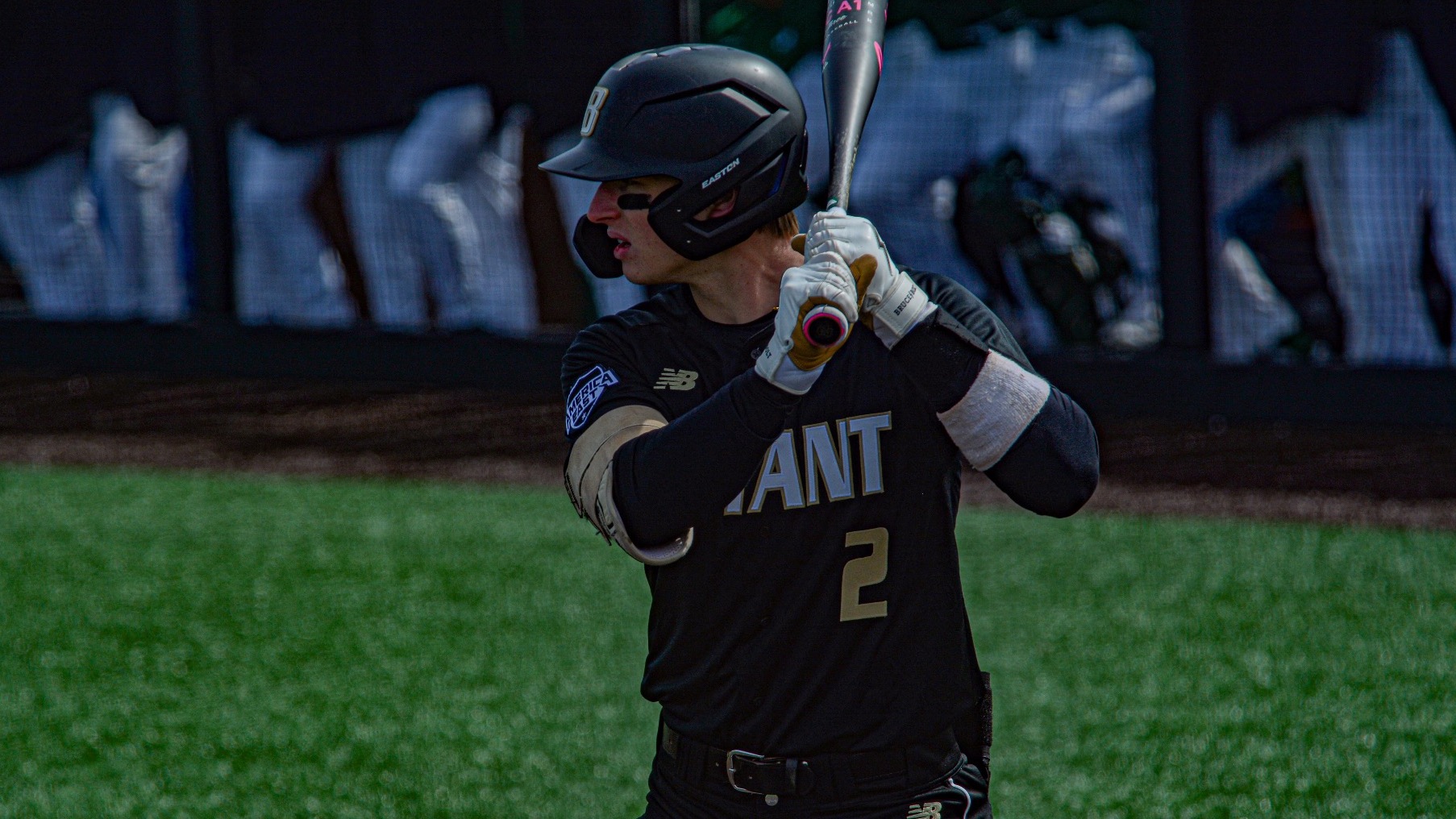 Hunter Kingsbury awaits a pitch against Binghamton