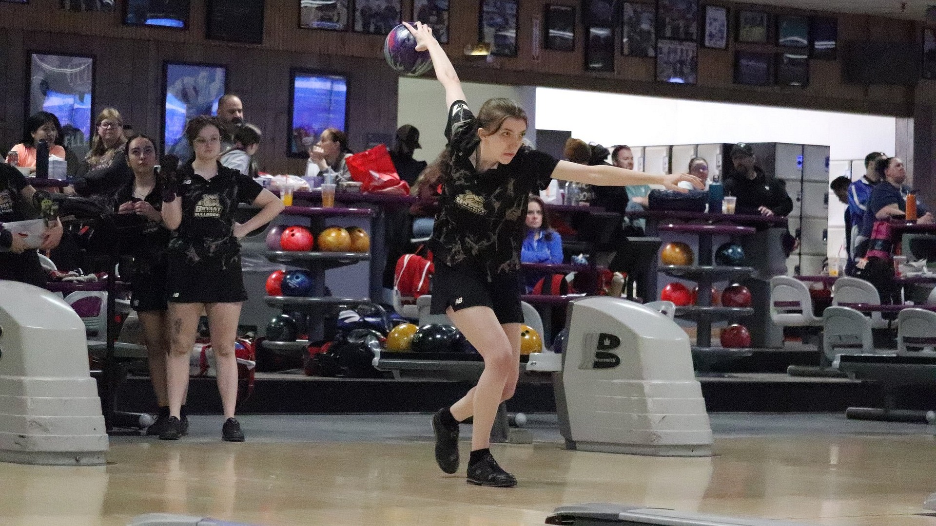 Laura Clark getting ready to release ball