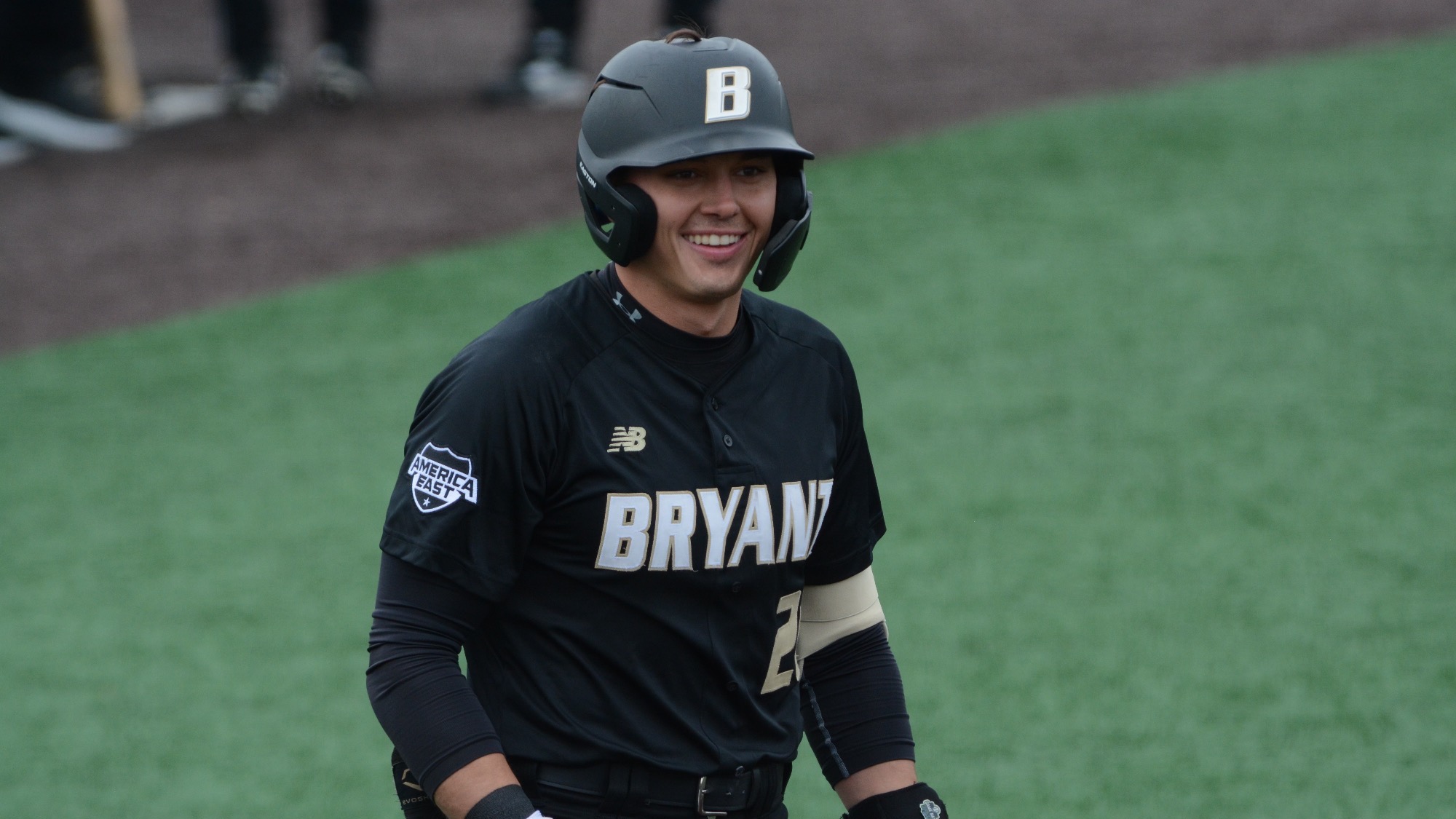 Charlie Saul Smiles at third base 