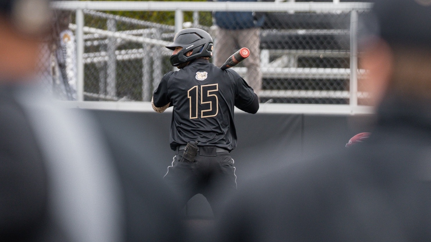 Justin Hackett awaits a pitch vs NJIT