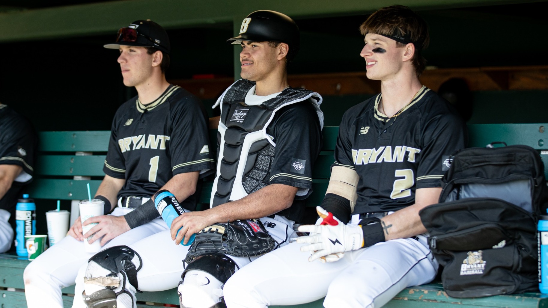 Group of guys sitting in dugout at Clemson