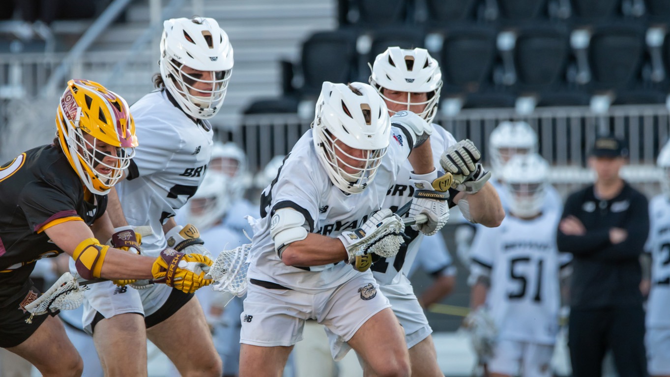 bryant men's lacrosse three bulldogs charging ahead bulldogs bryant